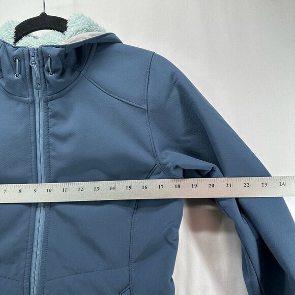 Mountain Hardwear Jacket Womens XS Softshell Sherpa Lined Hoodie Full Zip Blue - Picture 9 of 11